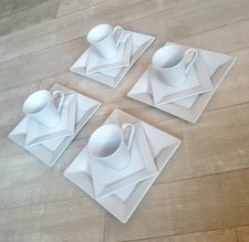 Kaffeeservice 12 Tlg. / 4 Personen eckig Kaffeeset weiß neu OVP Havauxes Hamburg