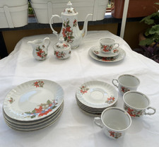 Retsch Wunsiedel  Kaffee Service Weihnacht Christrose Ilex Goldrand 6 Personen