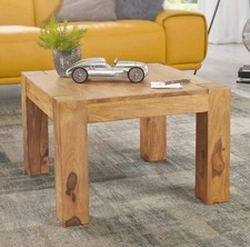 WOHNLING Akazie Couchtisch Massiv 60 x 60 cm Wohnzimmertisch Beistelltisch