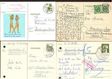 AL41j BUND Ganzsachen 1952 - 1976, vier verschiedene, teils mit Zusatzfrankatur