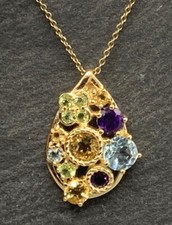 Amethyst Anhänger  Blautopas Citrin Peridot 925er Silber