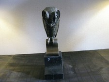 Massiver Bronze stilisierte Eule Statue Skulptur Kunst Abstrakt signiert mit Foundry Münze