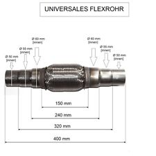 Universal Flexrohr Flexstück Interlock Hosenrohr Katalysator Auspuff 50/55/60 