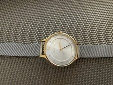 Damenarmbanduhr, Skagen, Edelstahl, Silber mir Goldrahmen, Neupreis 149 €