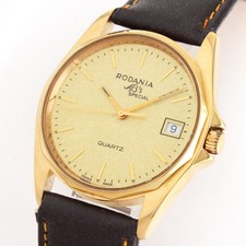 RODANIA AB´s SPECIAL SWISS MADE GOLD DATE 18K GOLD-PL HERREN UHR + OHNE FUNKTION