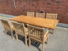 7-teiliges Teakholz Gartenmöbel Set Rina Tisch 220 cm 6 Stühle Beaufort Outdoor