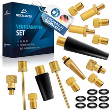 Nextcover NEU Profi Fahrradventil Adapter Set [15-teilig] I Passend für alle gän