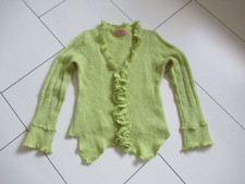 Moda Piu Damen Pullover Angora Wolle Rüschen Zipfel Gr.S 34 36 Apfelgrün