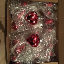 GlasHerzen 24 Stück Rot Konvolut Verschiedene Muster Liebe Dekoration