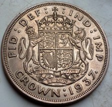 1937 1 Krone - Krönung Georg VI, SCHÖNE HOHE DETAILREICHE UNC SILBERMÜNZE