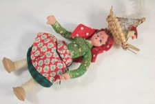 Vintage Extremadura Volk Kostüm Puppe mit Huhn auf dem Kopf