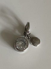 Fossil Anhänger Charm Halskette Armband Silber weißer farblos Stein 925 Clip
