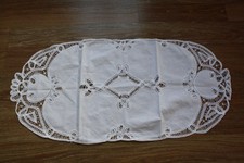 alter Tischläufer,Loch-Stickerei,vintage,antik,Weiß-Wäsche,shabby chic