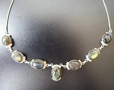 ? Traumschönes Collier Halskette im Jugendstil - Labradorit - Silber -  Neu ?