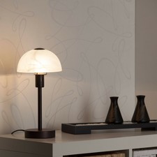 Tischleuchte Lampe Leuchte Tischlampe E14 Metall Glas Braun Alabaster-Weiß 35 cm