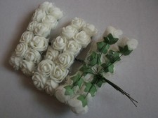 72 Mini Foam Rosen im Tüllmantel creme-weiß elfenbein Deko Hochzeit 