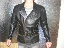 Motorrad-Lederjacke, Herren, Größe L, schwarz