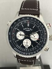 Rotary Herren Chronograph Datum blaues Zifferblatt braunes Lederarmband Uhr GS03642/05