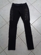 ausgefallene schwarze Sweat Leggings / Jeggings mit Nieten * Gr. XS