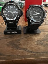 Herren Uhr Dual Zeit Anzeigen Wasserdicht -Grünes Licht & mit Multifunktion