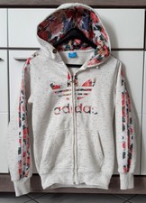 schöne Damen Jacke Sweatjacke Gr. S Kapuze Taschen Blumen, weich angeraut