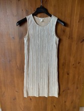 NEU-h&m Unterhemd Slip Etuikleid Gold Metallic Plisse Plissee XS/UK 6-8