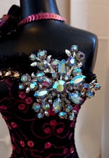 Vintage 70/80s kreisförmigen Spray Brosche Aurora Borealis facettierte Steine Silber Ton.