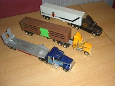 3 x amerikanische  LKW Sattel + Tiertransporter + Tieflader aus Sammlung