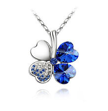 Vier Kleeblatt Swarovski Elements Kristall Halskette Länge 16" mit Erweiterung