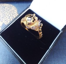 18 Karat Gelbgold Leopardenring im Stil von Wallis Simpson mit Rubinen & Diamanten 