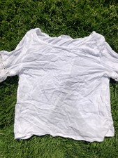 H&m Mädchen weiß Flowy Langarm mit Spitze Vertäfelungen Bluse 10-11 Jahre