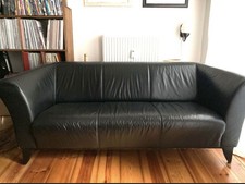 2er und 3er Ledersofa (Kunstleder) in schwarz