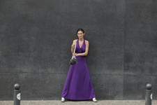 Bodenlanger Rock & TOP dress lila violet 2 teilig 70er True VINTAGE 70´s Kleid