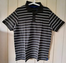 T-Shirt Polo-Shirt für Herren, anthrazit-weiß-blau, neuwertig, Gr. M