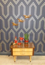 60er Jahre Nachtschrank Kästchen 2tone Nachtkasten 2 Schubladen Glasplatte 60s