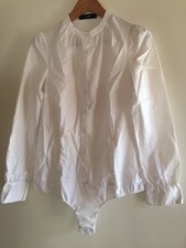 Hallhuber Damen Bluse mit Bodyteil Weiß Größe 38 Guter Zustand