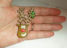 Vintage Rudolph Kopf Gummi Kühlschrankmagnet ~ PVC/Gummi
