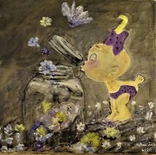 Acryl Gemälde "Blumenzauber"| HANDGEMALT | Leinwand Bilder 20x20cm