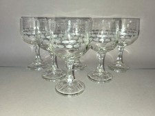 6 Weingläser Weißweingläser Vintage Gläser LInsen Schliff Gravur Trinkgläser