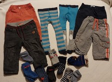 Jungen Kleiderpaket/Gr.74-80/4×gefütterte Hosen/2×Strumpfhosen/9 Paar Socken 