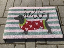 Türmatte Hello Wurst Hund Liebe Herzen langlebig waschbar Kokosrücken 40x60cm