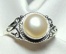 Perle Ring 925 Sterling Silber echte, weiße Süsswasserperle, zauberhaft - neu -