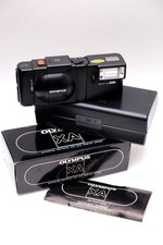 Olympus XA 35 mm Entfernungsmesser Filmkamera mit A16 Blitz, Etui, Box & Handbuch
