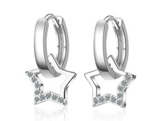 Stern Ohrringe 925 Silber Ohrstecker Klapp Creolen Zirkonia Damen Geschenk