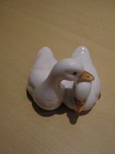 Porzellan Porzellanfigur  Gans Porzellan Figur zwei Gänse weiß Tiere Vögel