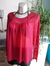 VILA locker leichte Bluse Tunika Spitze pink 38/40 M//L top Zustand