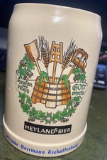 Vintage ""Heylands Bier"" deutsches Steinzeug Bierkrug Krug, 0,5l