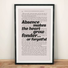 Peter Pan Buch Seite Kunst fehlen macht Herzen wachsen Zuneigung Print