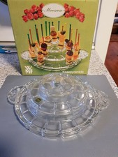 WMF Kristallglas Moosrose Käsepyramide Etagere 70er Schale Servierplatte OVP