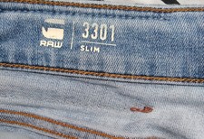 G- Star Raw Jeans 3301 slim blue bleach Gr ca M, cut out Risse, siehe Fotos